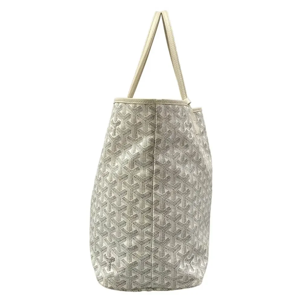 Goyard Saint Louis PM Tote Bag White Gray Light gray Coated Canvas Leather